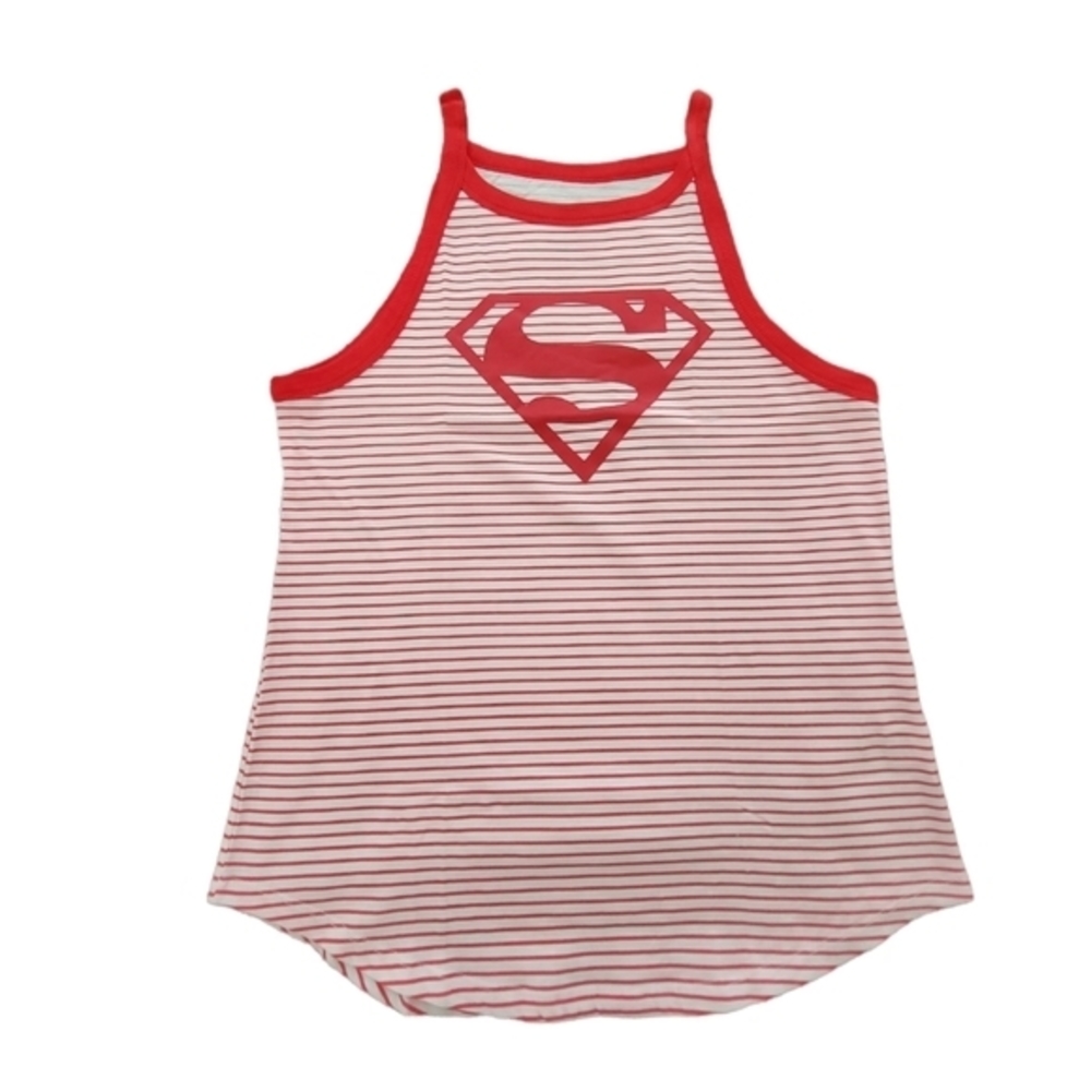 DC Comics Women's Juniors Superman Tank Top‎ Red Stripes Spaghetti Strap - Picture 3 of 4